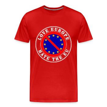 love europe hate the eu - Männer Premium Bio T-Shirt - Rot - Vorne - Damien (186cm)