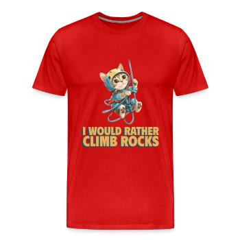 Je préfère grimper des rochers chat d’escalade - T-shirt bio Premium Homme - rouge - Devant - Damien (186cm)