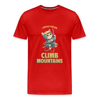 Je préfère escalader les montagnes Bergklettern Katze - T-shirt bio Premium Homme - rouge - Devant - Damien (186cm)