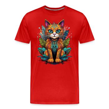Graffiti Dschungel Katze - Männer Premium Bio T-Shirt - Rot - Vorne - Damien (186cm)