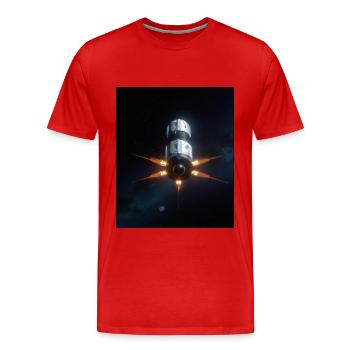 Raumschiff - Männer Premium Bio T-Shirt - Rot - Vorne - Damien (186cm)