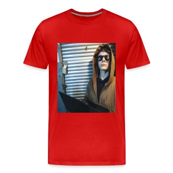 Hacker joueur - T-shirt bio Premium Homme - rouge - Devant - Damien (186cm)