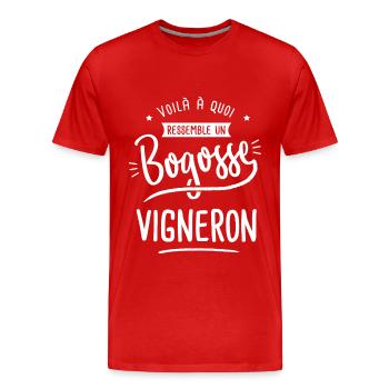 bogosse vigneron cadeau humour vigneron vin - T-shirt bio Premium Homme - rouge - Devant - Damien (186cm)
