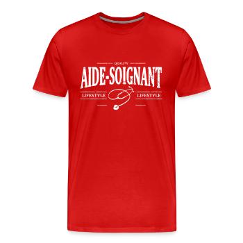 aide-soignant - T-shirt bio Premium Homme - rouge - Devant - Damien (186cm)