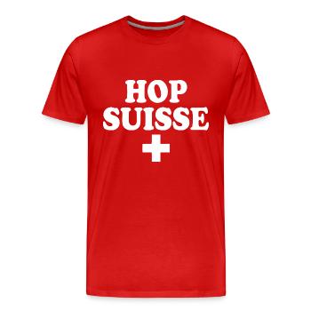 Hop suisse - T-shirt bio Premium Homme - rouge - Devant - Damien (186cm)