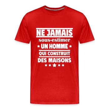 un homme qui construit des maisons - T-shirt bio Premium Homme - rouge - Devant - Damien (186cm)