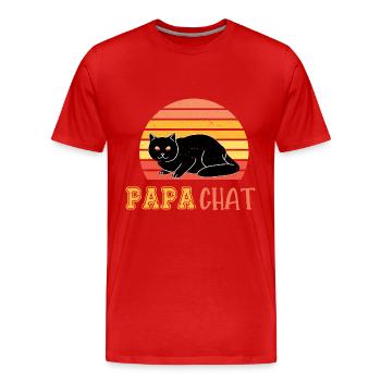 papa chat - T-shirt bio Premium Homme - rouge - Devant - Damien (186cm)