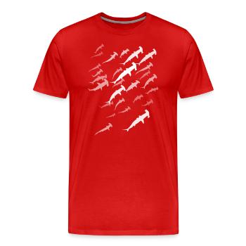 Hammerhaie Schwarm Taucher Design - Männer Premium Bio T-Shirt - Rot - Vorne - Damien (186cm)