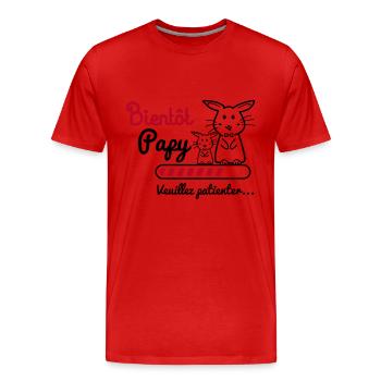 Bientôt Papy Lapin, futur papy, bientôt papy - T-shirt bio Premium Homme - rouge - Devant - Damien (186cm)