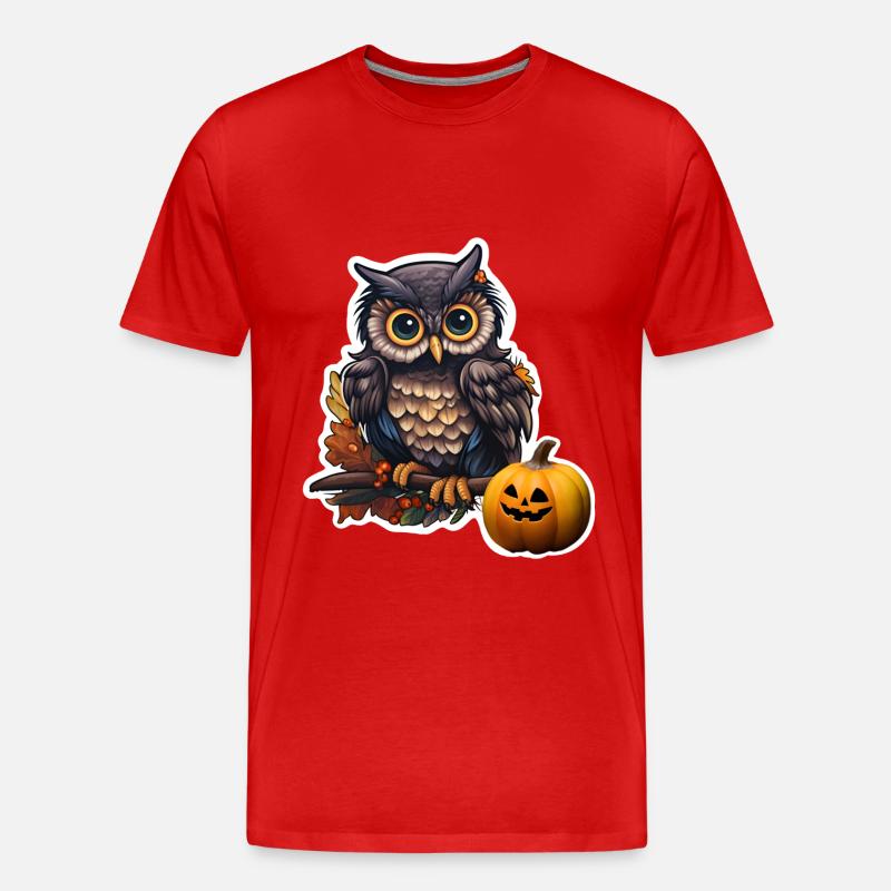 Eule Halloween - Männer Premium Bio T-Shirt - Rot