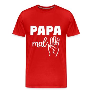 Papa mal Drei 3 Kinder Papa - Männer Premium Bio T-Shirt - Rot - Vorne - Damien (186cm)