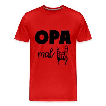 Opa mal Zwei 2 Kinder Rock'n' Roll Großvater - Männer Premium Bio T-Shirt - Rot - Vorne - Damien (186cm)