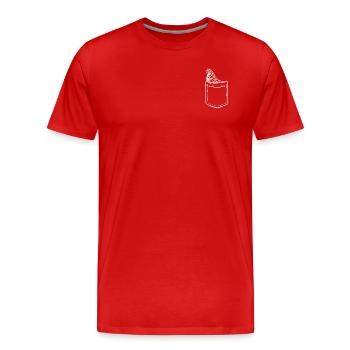 Mon poulet dans la poche - poche poitrine - T-shirt bio Premium Homme - rouge - Devant - Damien (186cm)