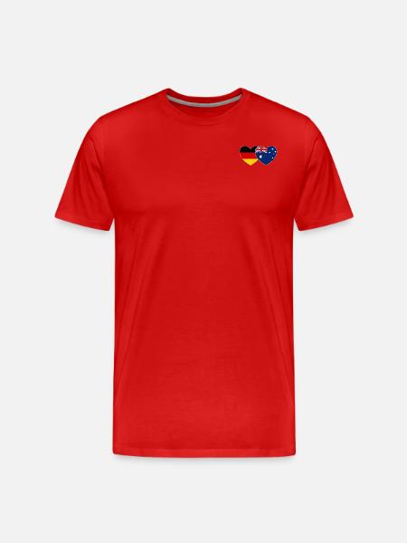 Germany Australia Flag Heart - Men's Premium Organic T-Shirt - red