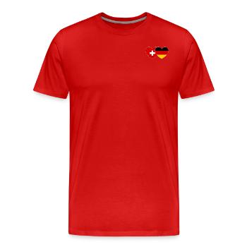 Suisse Allemagne Drapeau Cœur - T-shirt bio Premium Homme - rouge - Devant - Damien (186cm)