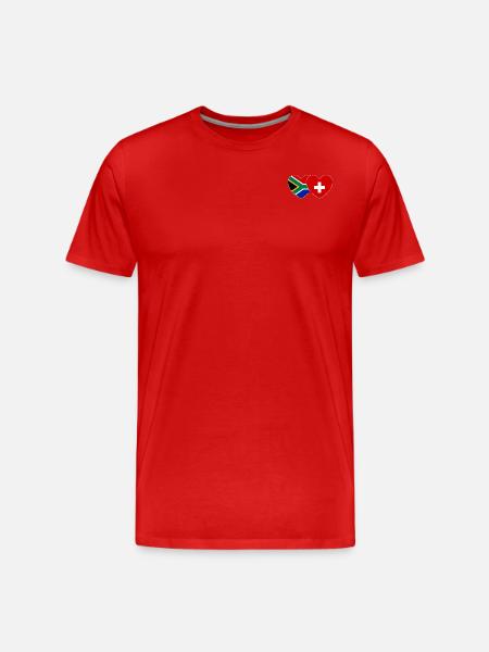Sudafrica Svizzera Flag Heart - Maglietta ecologica premium da uomo - rosso