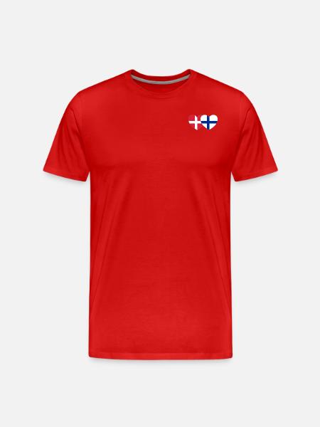 Denmark Finland Flag Heart - Men's Premium Organic T-Shirt - red