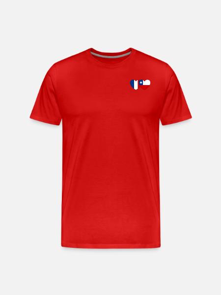 France Chile Flag Heart - Men's Premium Organic T-Shirt - red