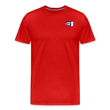 Kuba Frankreich Flagge Herz - Männer Premium Bio T-Shirt - Rot - Vorne - Damien (186cm)