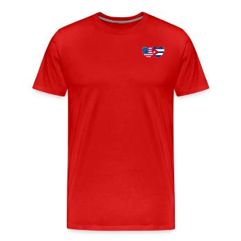 USA Kuba Flagge Herz - Männer Premium Bio T-Shirt - Rot - Vorne - Damien (186cm)