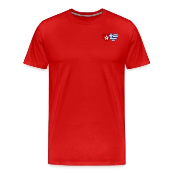 Hongkong Griechenland Flagge Herz - Männer Premium Bio T-Shirt - Rot - Vorne - Damien (186cm)