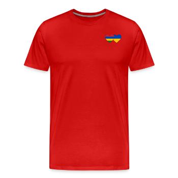 Mauritius Ukraine Flag Heart - Men's Premium Organic T-Shirt - red - Front - Damien (186cm)