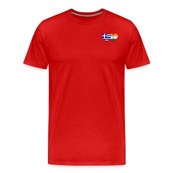 Griechenland Indien Flagge Herz - Männer Premium Bio T-Shirt - Rot - Vorne - Damien (186cm)