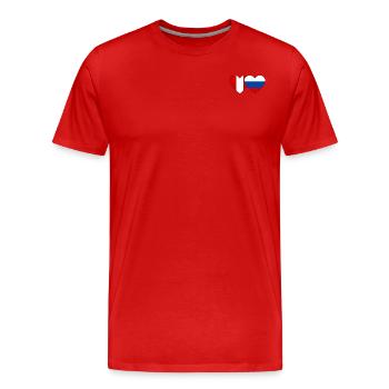 Pérou Russie Drapeau du cœur - T-shirt bio Premium Homme - rouge - Devant - Damien (186cm)