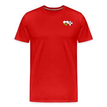 Wales Dominikanische Republik Flagge Herz - Männer Premium Bio T-Shirt - Rot - Vorne - Damien (186cm)