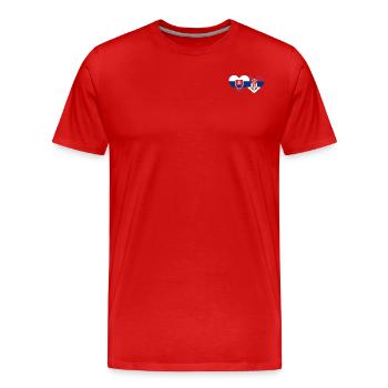Slovaquie Serbie Drapeau du Cœur - T-shirt bio Premium Homme - rouge - Devant - Damien (186cm)