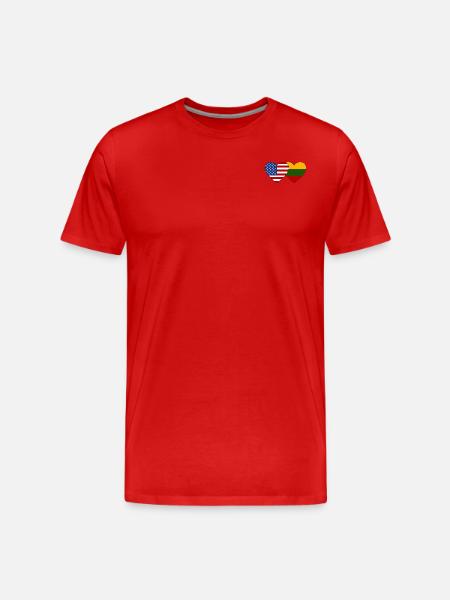 USA Lithuania Flag Heart - Men's Premium Organic T-Shirt - red