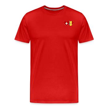 Switzerland Andorra Flag Heart - Men's Premium Organic T-Shirt - red - Front - Damien (186cm)