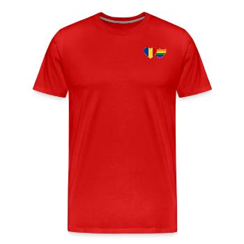 Drapeau arc-en-ciel de Roumanie - T-shirt bio Premium Homme - rouge - Devant - Damien (186cm)