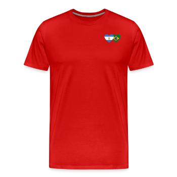 Argentina Brazil Flag Heart - Men's Premium Organic T-Shirt - red - Front - Damien (186cm)