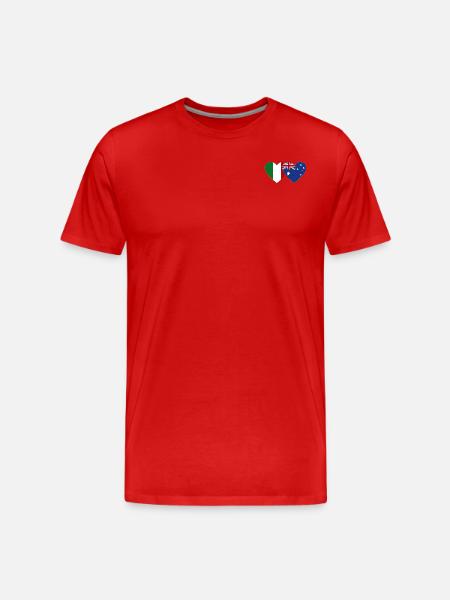 Italy Australia Flag Heart - Men's Premium Organic T-Shirt - red