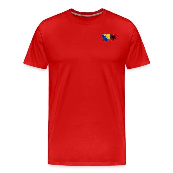 Bosnien Albanien Flagge Herz - Männer Premium Bio T-Shirt - Rot - Vorne - Damien (186cm)
