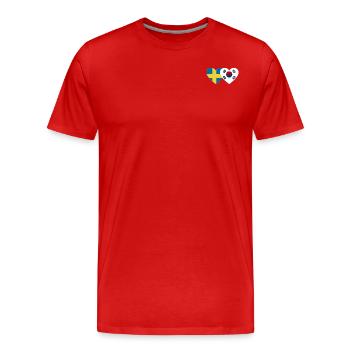Schweden Südkorea Flagge Herz - Männer Premium Bio T-Shirt - Rot - Vorne - Damien (186cm)