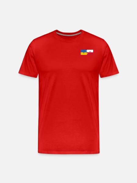 Ukraine Pologne Drapeau Puzzle - T-shirt bio Premium Homme - rouge
