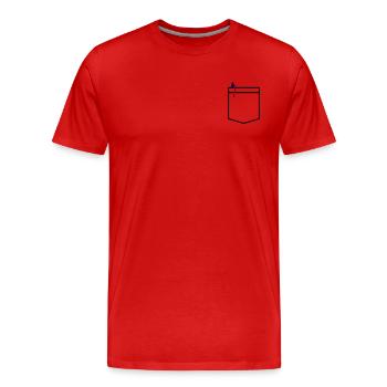 Brusttasche - Männer Premium Bio T-Shirt - Rot - Vorne - Damien (186cm)