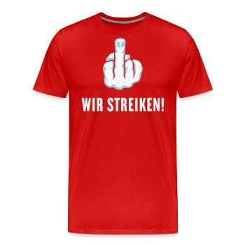 Stinkefinger – Wir Streiken! (Streik Streikposten) - Männer Premium Bio T-Shirt - Rot - Vorne - Damien (186cm)