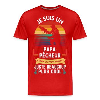 T-shirt de la fête des pères - Papa Pêcheur Cool - T-shirt bio Premium Homme - rouge - Devant - Damien (186cm)