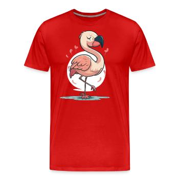 Flamingo-Spaß - Männer Premium Bio T-Shirt - Rot - Vorne - Damien (186cm)