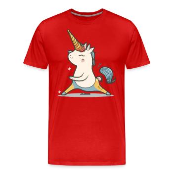 Licorne Zen - T-shirt bio Premium Homme - rouge - Devant - Damien (186cm)