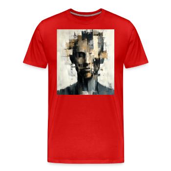 Abstraktes Gesicht - Abstrakter Kopf - Zerrisse - Männer Premium Bio T-Shirt - Rot - Vorne - Damien (186cm)