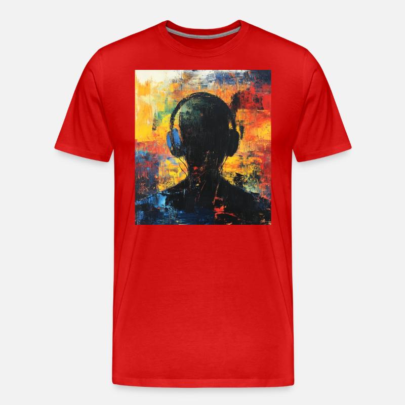 Abstrakte Silhouette mit Kopfhörern - Männer Premium Bio T-Shirt - Rot