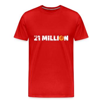 21 Million Bitcoin Kryptowährung - Männer Premium Bio T-Shirt - Rot - Vorne - Damien (186cm)