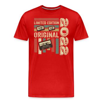 Millésime 2022 - Citation d’anniversaire rétro 2022 - T-shirt bio Premium Homme - rouge - Devant - Damien (186cm)