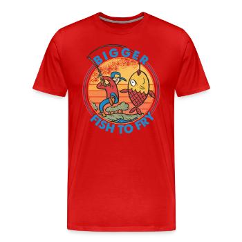 Plus gros poisson à frire - Pêche - Pêcheur - Drôle - T-shirt bio Premium Homme - rouge - Devant - Damien (186cm)