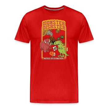 Monster Disaster - Notice Of Extinction - Dinosaur - Men's Premium Organic T-Shirt - red - Front - Damien (186cm)