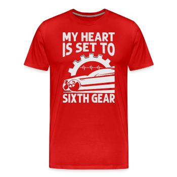 Mon cœur est prêt à la sixième vitesse - Course - Voitures de course - T-shirt bio Premium Homme - rouge - Devant - Damien (186cm)